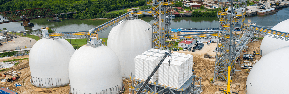 Overhead view of the SESCO Cement Houston terminal